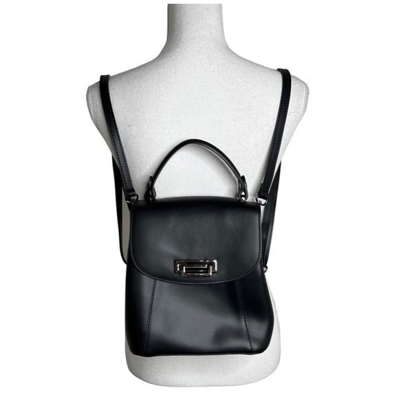 Cielo Celeste Italian Black Leather Convertible Handbag Backpack - Picture 1 of 16